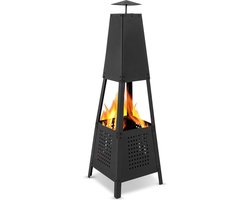 MaxxGarden Tuinhaard Grieks Archelos - Terrashaard - Vuurkorf - Terrasverwarmer - Terrasverwarming - Sfeerhaard - 35x35x100 cm - Zwart