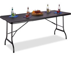 MaxxGarden Vouwtafel - Zwart - Rotanlook - 180x70x74 cm - 6 tot 8 personen