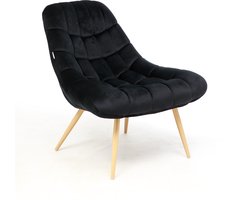 MaxxHome Eetkamerstoel – Lounge stoel – Eetkamerstoel met armleuning – Velvet Stoel - Zwart