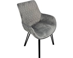 MaxxHome Eetkamerstoel Velvet - Donker Grijs - set van 2
