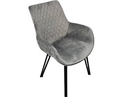 MaxxHome Eetkamerstoel Velvet - Licht Grijs - set van 2