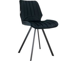 MaxxHome Eetkamerstoelen - Eetkamerstoelen set van 2 - Stoffen Stoelen - Zwart
