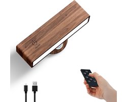 MAXXILED® Wandlamp Binnen - Wandlamp Oplaadbaar - Slaapkamer - Draadloos - Wandlamp op Batterijen - Keukenverlichting - Babykamer - Kinderkamer - Nachtlampje - Muurlamp - USB Oplaadbaar - Oplaadbare Wandlamp - Afstandsbediening - Donkerbruin