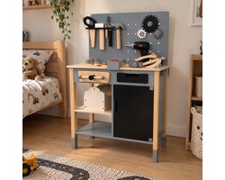 MaxxKidz Houten Kinderwerkbank met Gereedschap - Luxe Speelgoed Werkbank - 56 x 31 x 86 cm