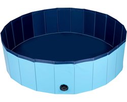 maxxpro Hondenzwembad - 120 x 30 CM - Middelgrote Hondenrassen - Opvouwbaar Honden Bad - Anti-Slip Bodem - met Leegloopventiel - Blauw