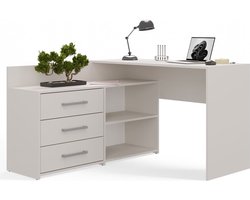 Maxy Shop Hoekbureau Lades Creme - Bureau-Opbergruimte-Computerbureau