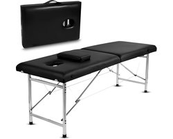 Maya - Inklapbare Massagetafel met 2 Zones - Behandentafel Incl. Draagtas & Comfortabele Kunstleren Bekleding - Zwart