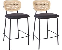 MAYETTA - Barkruk set van 2 - Zwart - Polyester
