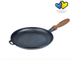 MAYSTERNYA Gietijzeren Pannenkoekenpan 24 cm – Crêpe Pan & Pancake Pan – Geschikt voor Inductie – PFAS-vrij – Flensjespan van Gietijzer – Cadeau Idee – Mat Zwart
