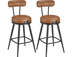 MAZAZU - Barkrukken - Set van 2 - Met Rugleuning - Bruin - 54x54x91