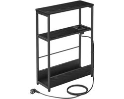 MAZAZU - Bijzettafel - Met stekkerdoos - 3 Niveaus - Zwart - 45x18x58