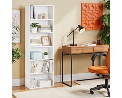 MAZAZU - Boekenkast - Wit - 6 planken - Slaapkamer- Kantoor - Woonkamer - Studiekamer - 24x60x178.5