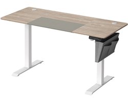 MAZAZU - Bureau - Verstelbaar in hoogte - Wit en Grijs - 140x60x72/120