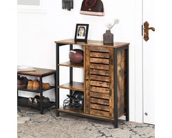 MAZAZU Dressoir - Kast met Deur en Open Vakken - Industrieel - Hout - 70x30x76 cm - Bruin