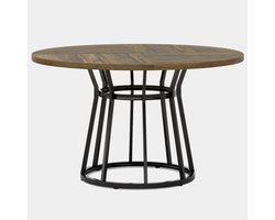 MAZAZU Eettafel – Industrieel Design – Vierkant Tafelblad – Zwart/Bruin – 120x120x75 cm