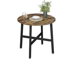 MAZAZU - Eettafel klein - Ronde keukentafel - Industrieel - Hout/Metaal - Zwart/Bruin - 80x75