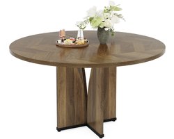 MAZAZU Eettafel Rond - Houten Keukentafel - Bruin - 100x100x75cm