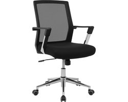 MAZAZU Ergonomische Bureaustoel - Ademend Mesh - Zwart - Met Kantelfunctie & Chroom Onderstel - Compacte Kantoorstoel voor Thuiswerken - Verstelbaar