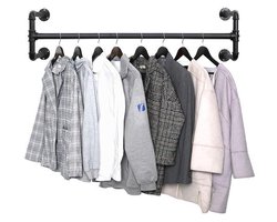 MAZAZU - Garderobestang - Duurzaam en Functioneel - Industriële Stijl - IJzer - Zwart - 110x30x29.3 cm