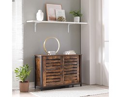 MAZAZU Industrieel Dressoir – Kast met Schuifdeuren 100x35x70 cm – Hout & Staal – Bruin/Zwart – Opbergkast Woonkamer