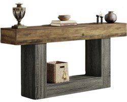 MAZAZU Industriële Sidetable - Houten Dressoir - Antraciet/Bruin - 160x30x82cm
