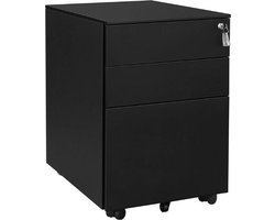 MAZAZU Kantoorkast - Archiefkast met Slot - Mobiele Dossierkast op Wielen - 3 Lades - Compacte Bureau-oplossing - 52x39x60 cm