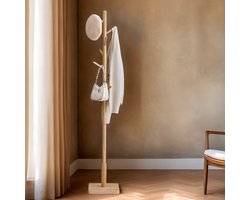 MAZAZU - Kapstok - 8 haken - Natuurlijk beige - 30x30x175