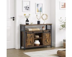 MAZAZU Kast met Deuren - Dressoir - TV Meubel Industrieel - Hout - 101x33x80 cm - Bruin Zwart