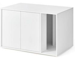 MAZAZU - Kattenbak meubel - Kattenbakkast gesloten - Kattenkast - Hout - Wit - 80x50x50 cm