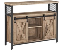 MAZAZU Keukenkast - Dressoir - Bijzetkast met Deuren en Verstelbare Plank - Bruin - 100x33x80 cm