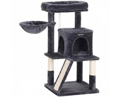 MAZAZU Krabpaal Klein voor Katten - Loopbrug - Pluche & Sisal - 96 cm - Donkergrijs