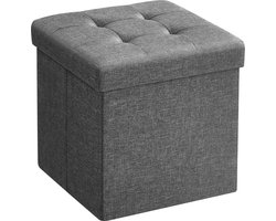 MAZAZU - Kruk - Opbergkruk - Opbergpoef - Grijs - Stof - 30x30x30