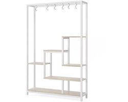 MAZAZU Metalen plantenstandaard - Decoratief plantenrek - Beige/Wit - 100x30x180cm