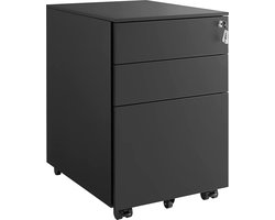 MAZAZU - Mobiele Kantoorkast met Slot en 3 Lades - Compacte Dossierkast voor Onder Bureau - Staal en 360° Wielen - 52x39x60 cm