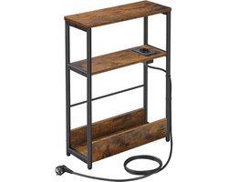 MAZAZU - Nachtkastje - Met stopcontact - Bruin - Zwart - 18x45x58