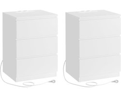 MAZAZU - Nachtkastjes - Bijzettafels - Set van 2 - Wit - Slaapkamer - 35x40x59