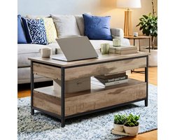 MAZAZU - Salontafel - Woonkamer - Camel Bruin + Zwart - 100x50x48cm