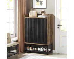 MAZAZU Schoenenkast - 5 laags Schoenenrek - Bruin/Zwart - 73x35x105cm