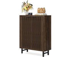 MAZAZU Schoenenkast – Houten Opbergkast – Met Deuren & Planken – Bruin – 85x35x110 cm