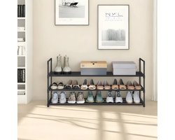 MAZAZU - Schoenenrek - 3 niveaus - Metaal - Zwart - 55x30x116