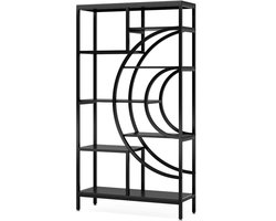 MAZAZU Wandkast – Grote Boekenkast – Decoratief Open Rek – Zwart/Licht bruin – 100x30x178 cm