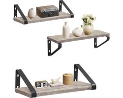 MAZAZU - Wandplank - Muurdecoratie - 3 Set - Grijs en Zwart - 12x30-35-40x11