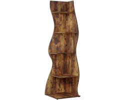 MAZAZU Wandplank – Sierlijke Opbergkast – Smal & Hoog – Zwart/Bruin – 50x48x179 cm