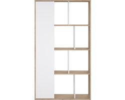 Maze wandkast 1 deur okkernoot decor wit hoog glans.