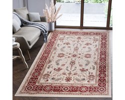 Mazovia Tapijt Beige Klassiek Symmetrisch patroon - Woonkamer - Rechthoek Middellange Pool Vloerverwarming OEKO-TEX® Certificaat Traditioneel, Oosters - Rood Crème - 200 x 300 cm
