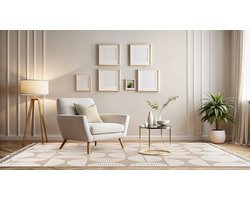 Mazovia Vloerkleed Beige Geometrisch - Woonkamer, slaapkamer, eetkamer, kantoor - Middellange Pool Rechthoek OEKO-TEX® Certificaat Retro - Lila Crème Crème - 200 x 300 cm
