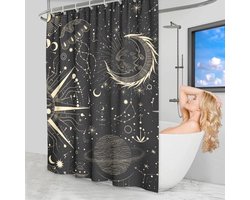 MB MB Home Douchegordijn, 180 x 180 cm, zwart/goud, schimmelbestendig, 100% polyester, premium douchegordijn, wasmachinebestendig badgordijn incl. kunststof haken Badstof, 100x150cm, 100% katoen