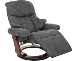 MCA Calgary 2 relaxfauteuil, TV-fauteuil, stof/textiel 150kg belastbaar ~ donkergrijs, walnoot look