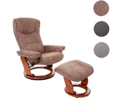 MCA relaxfauteuil Hamilton, TV-fauteuil kruk, stof/textiel 130kg belastbaar ~ antiek bruin, honingkleurig