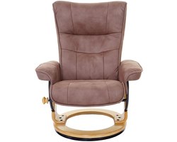 MCA relaxfauteuil Montreal, TV-fauteuil kruk, stof/textiel 130kg belastbaar ~ antiek bruin, natuurlijk bruin
